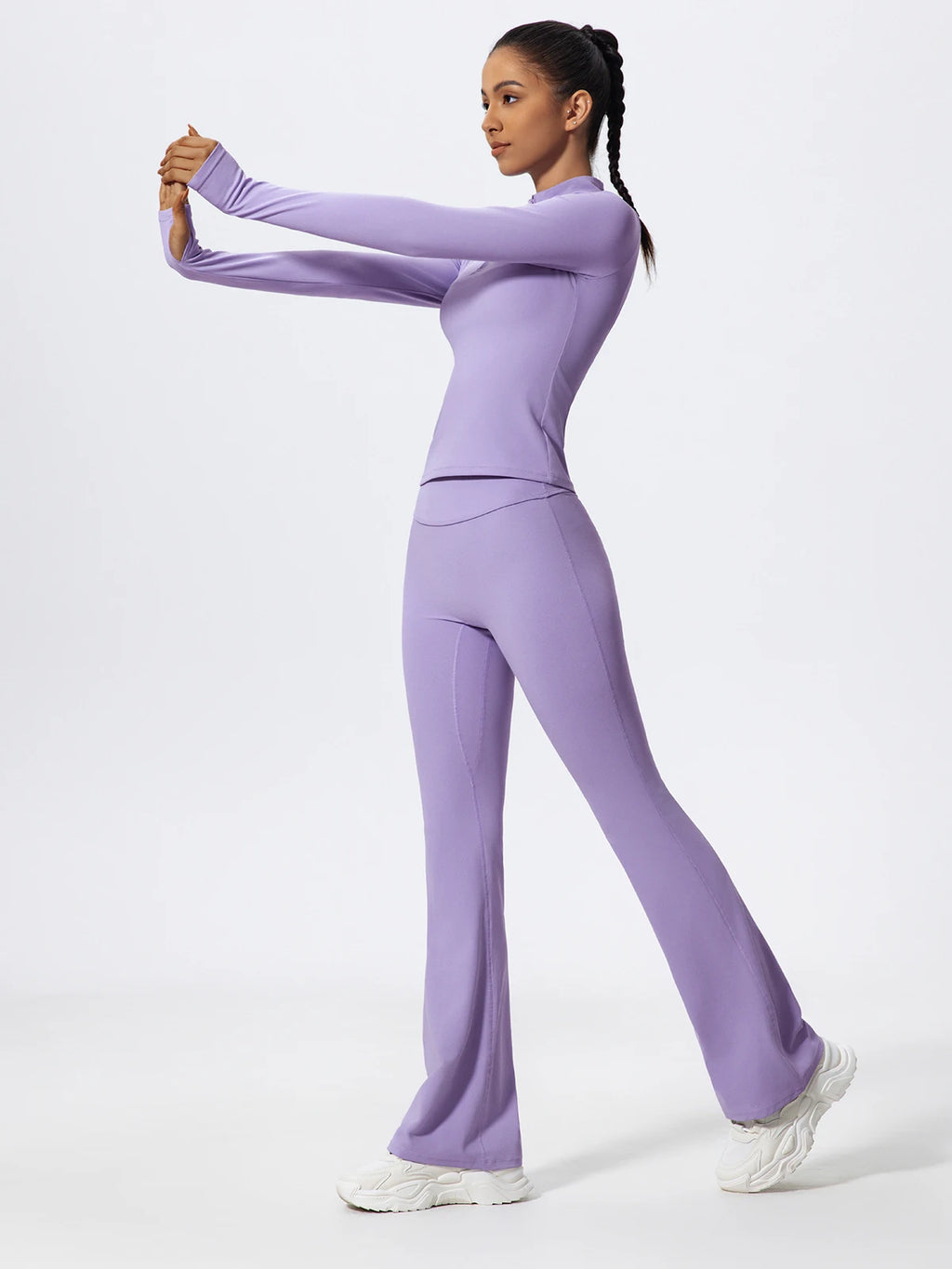 Hearuisavy Straight-Leg Sports Pants Gym Clothing Pilates Fitness Tights Naked Feeling Compression Wide Leg Yoga Leggings Women