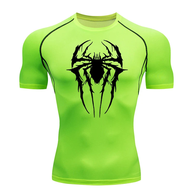 Spider Graphic Compression Shirts for Men Gym Workout Rash Guard Athletic Quick Dry Tshirts Tees Tops Undershirts Baselayers