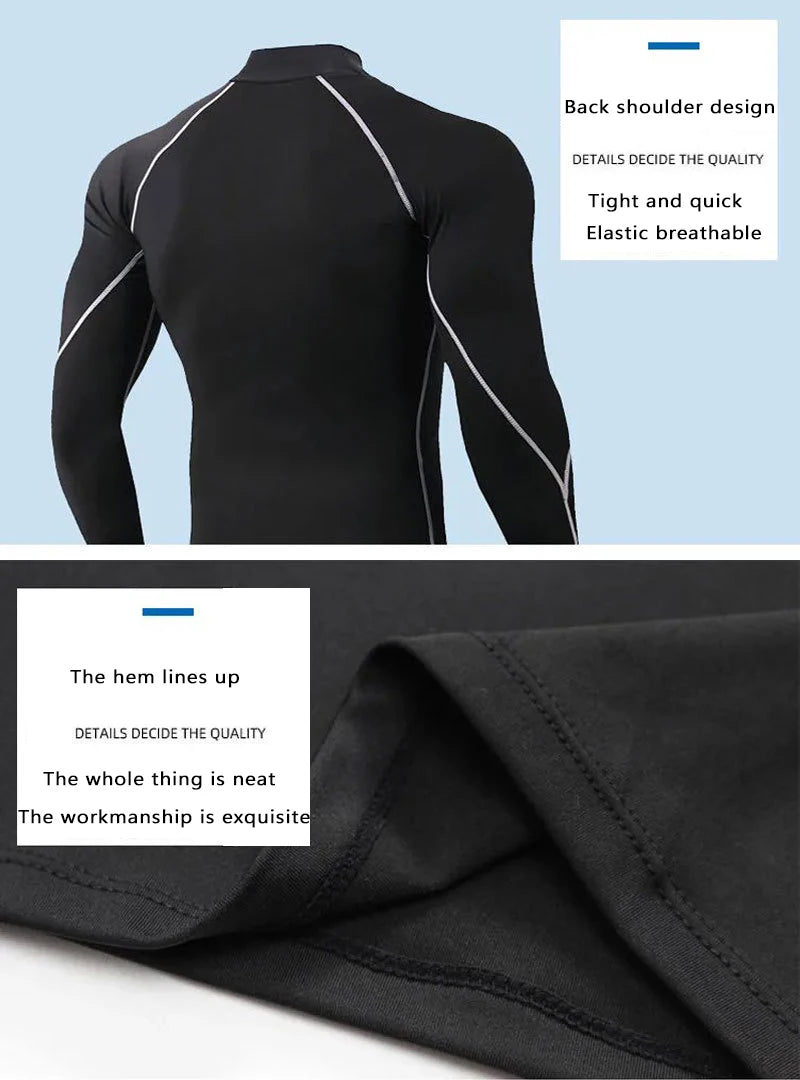 Y2K Men's Workout Compression Shirt Turtleneck Long Sleeve Hight Neck Rash Guard Gym Base Layer Athletic Gear Sports Shirts Men