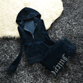 Winter Velvet Tracksuit for Women Juicy Tracksuit Heavy Duty Fleece Lined Hoodie and Pants Set | Solid Color Warm Jogger Outfit