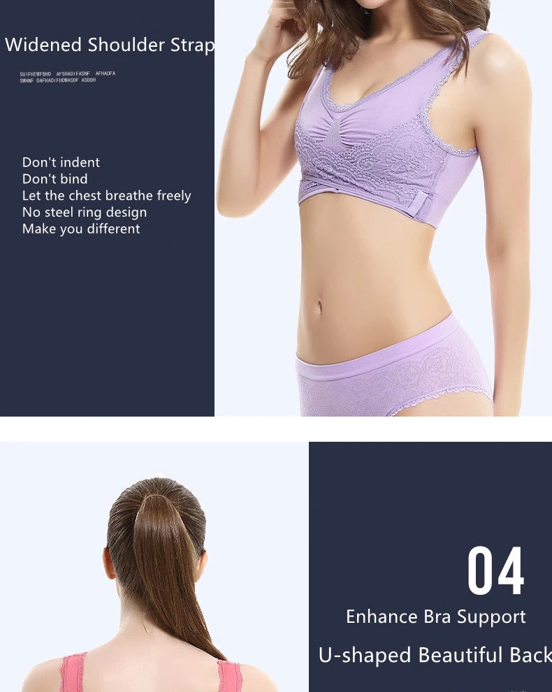 S-4XL Cross Side Buckle Sports Bra Sexy Lace Womens Underwear Thin No Rims Together Brassiere Seamless Shock-proof yoga Bralette