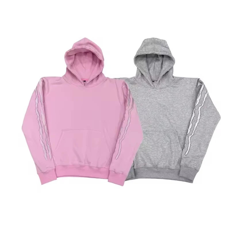 2 Pcs Tracksuit Co-ords Y2K Retro Casual Sweatpants Pullover Stripe Embroidery Fleece-lined Trendy Streetwear Unisex Sports Suit