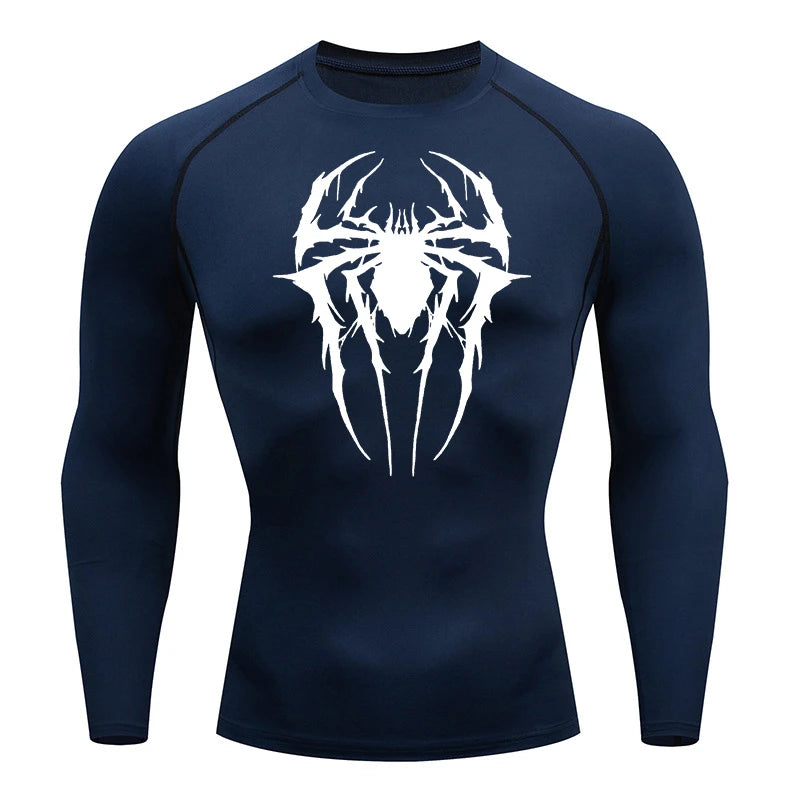 Spider Graphic Compression Shirts for Men Gym Workout Rash Guard Athletic Quick Dry Tshirts Tees Tops Undershirts Baselayers