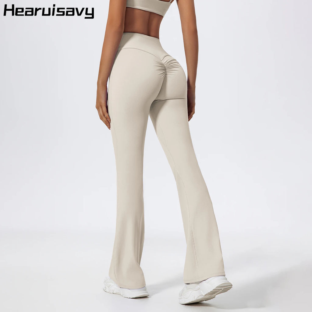 Hearuisavy Straight-Leg Sports Pants Gym Clothing Pilates Fitness Tights Naked Feeling Compression Wide Leg Yoga Leggings Women