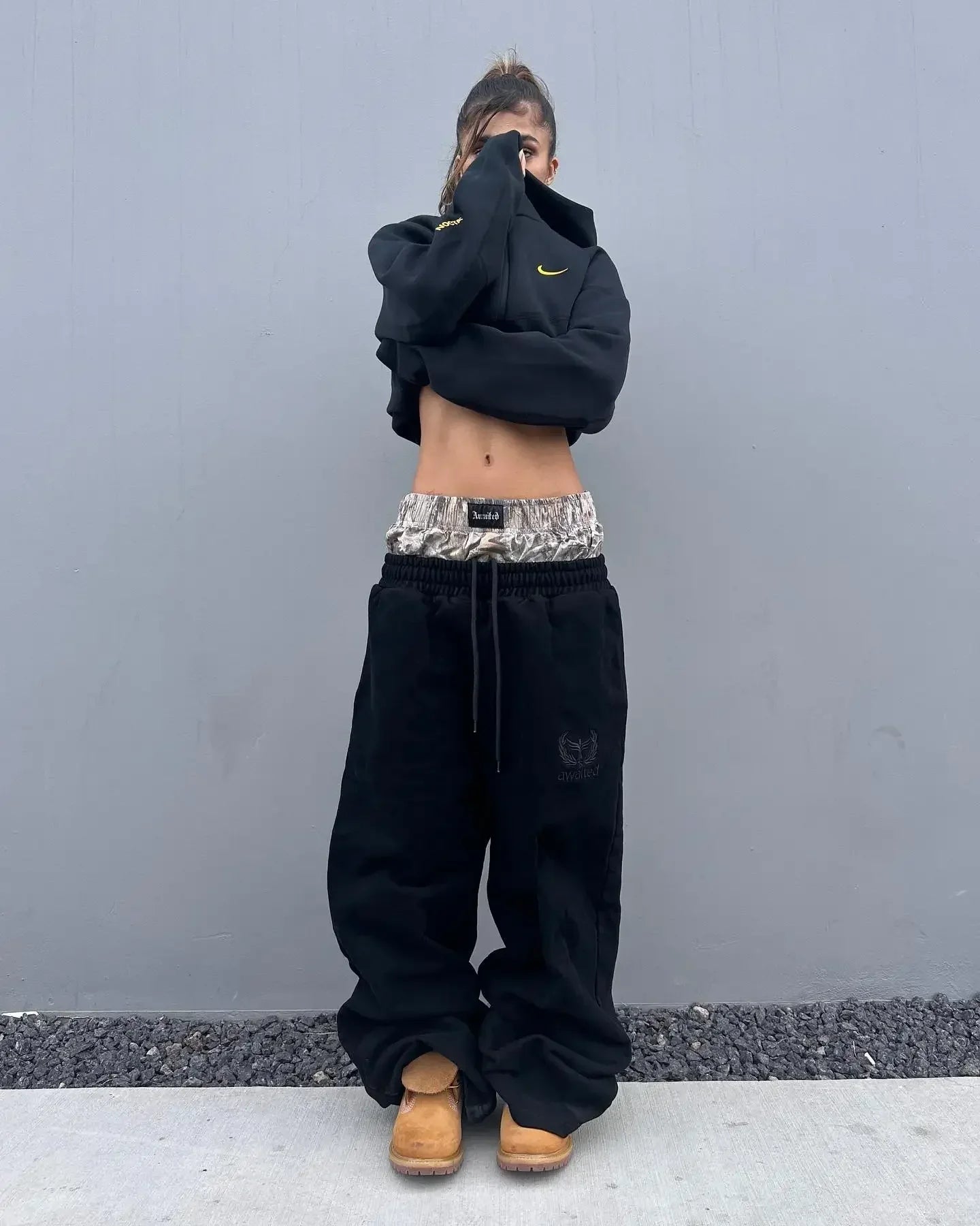 Y2K pants vintage Harajuku double Embroidered waist Sweatpants Men Wome Hip Hop Casual High waisted Wide Leg Pants Streetwear