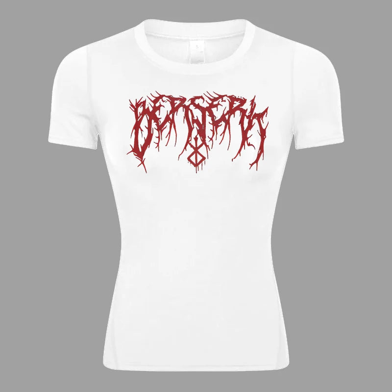 Graphic Short Sleeve Compression Shirt for Women Athletic Yoga Running Tees Tshirts Summer Gym Workout Quick Dry Baselayers Tops