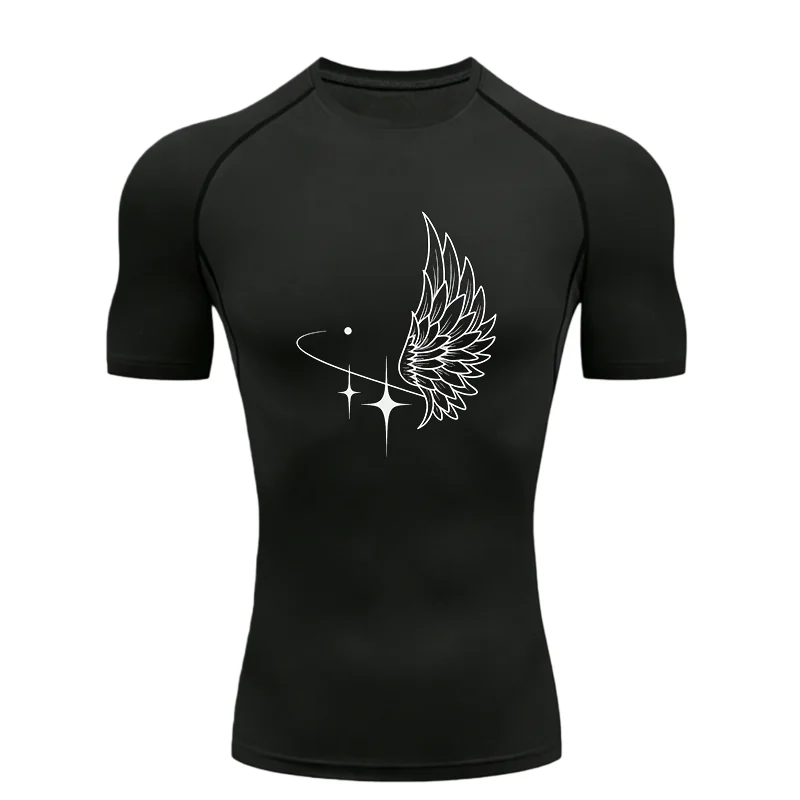 Wing Pattern 2026 Men's Sports T-shirt Training Fitness Compression Workout T-Shirt Quick Dry Short Sleeve T-Shirt For Men