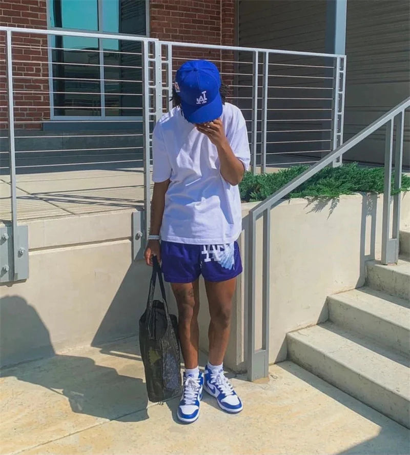 Y2K Christian Angel Cross Print Gym Shorts for Men Active Track Shorts with Pockets Athletic Workout Training Running Jogging