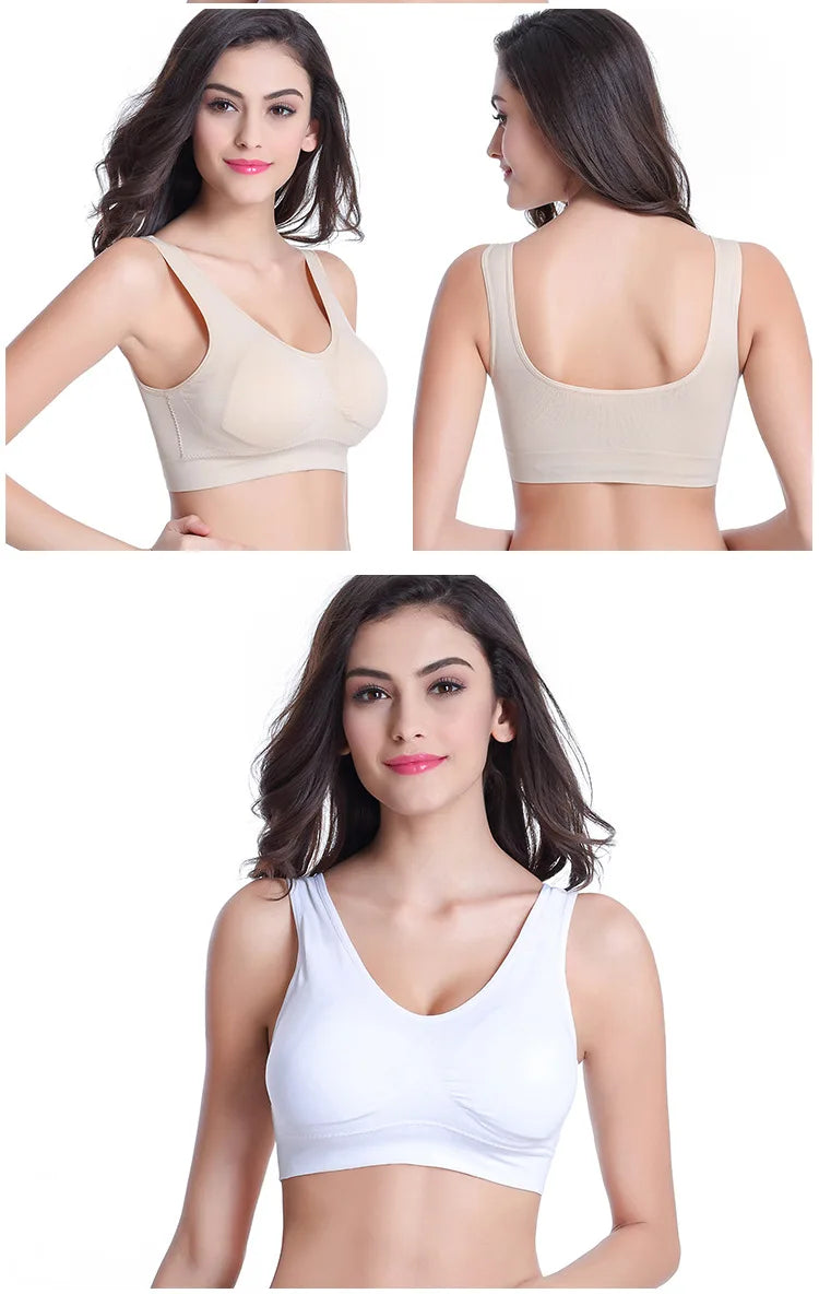 3pcs/Set Seamless Push up Yoga Running Bra Wireless Fitness Sports Bra plus Size S-5XL Women Removable Pad Underwear