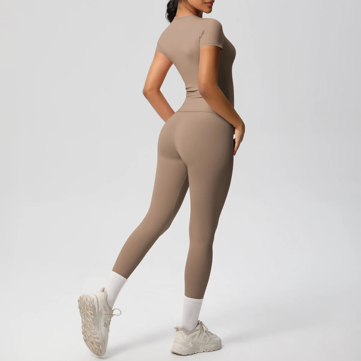 Women 2pcs Patchwork Sport Yoga Suit Gym Sports Crop Tops Sexy Bodycon Crop Tube Top Workout Leggins Booty Bum Leggins