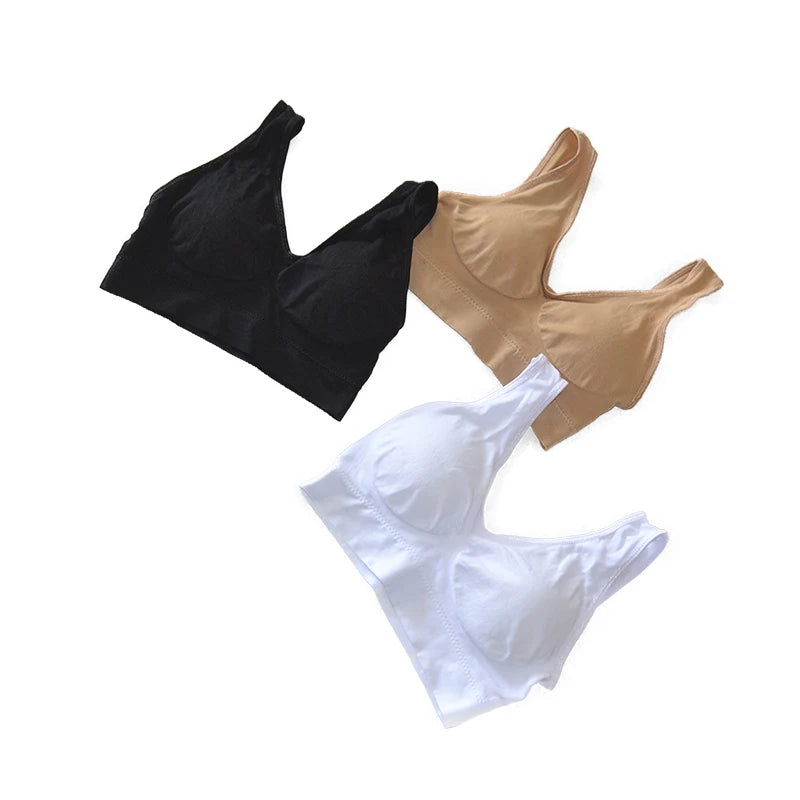 3pcs/Set Seamless Push up Yoga Running Bra Wireless Fitness Sports Bra plus Size S-5XL Women Removable Pad Underwear