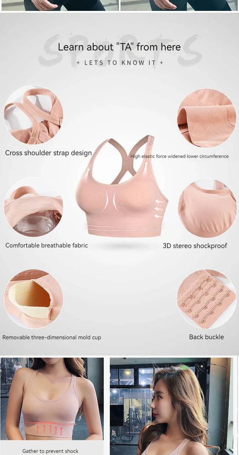 New Women Four Season No Steel Ring Gathering Bra Fashionable U-neck Sports Seamless Shock-absorbing Anti Glare Women Underwear