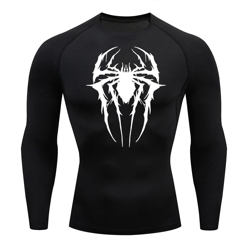 Spider Graphic Compression Shirts for Men Gym Workout Rash Guard Athletic Quick Dry Tshirts Tees Tops Undershirts Baselayers