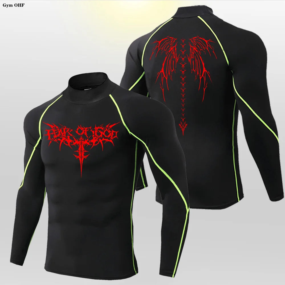 Y2K Men's Workout Compression Shirt Turtleneck Long Sleeve Hight Neck Rash Guard Gym Base Layer Athletic Gear Sports Shirts Men