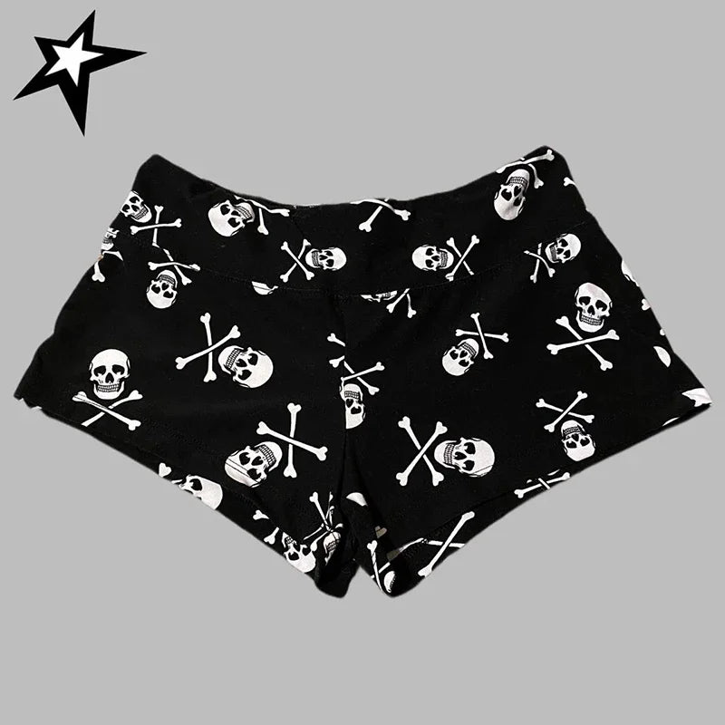 2025 summer new European and American women's Y2K  print slim fit spicy girl casual sports shorts beach Drawstring shorts