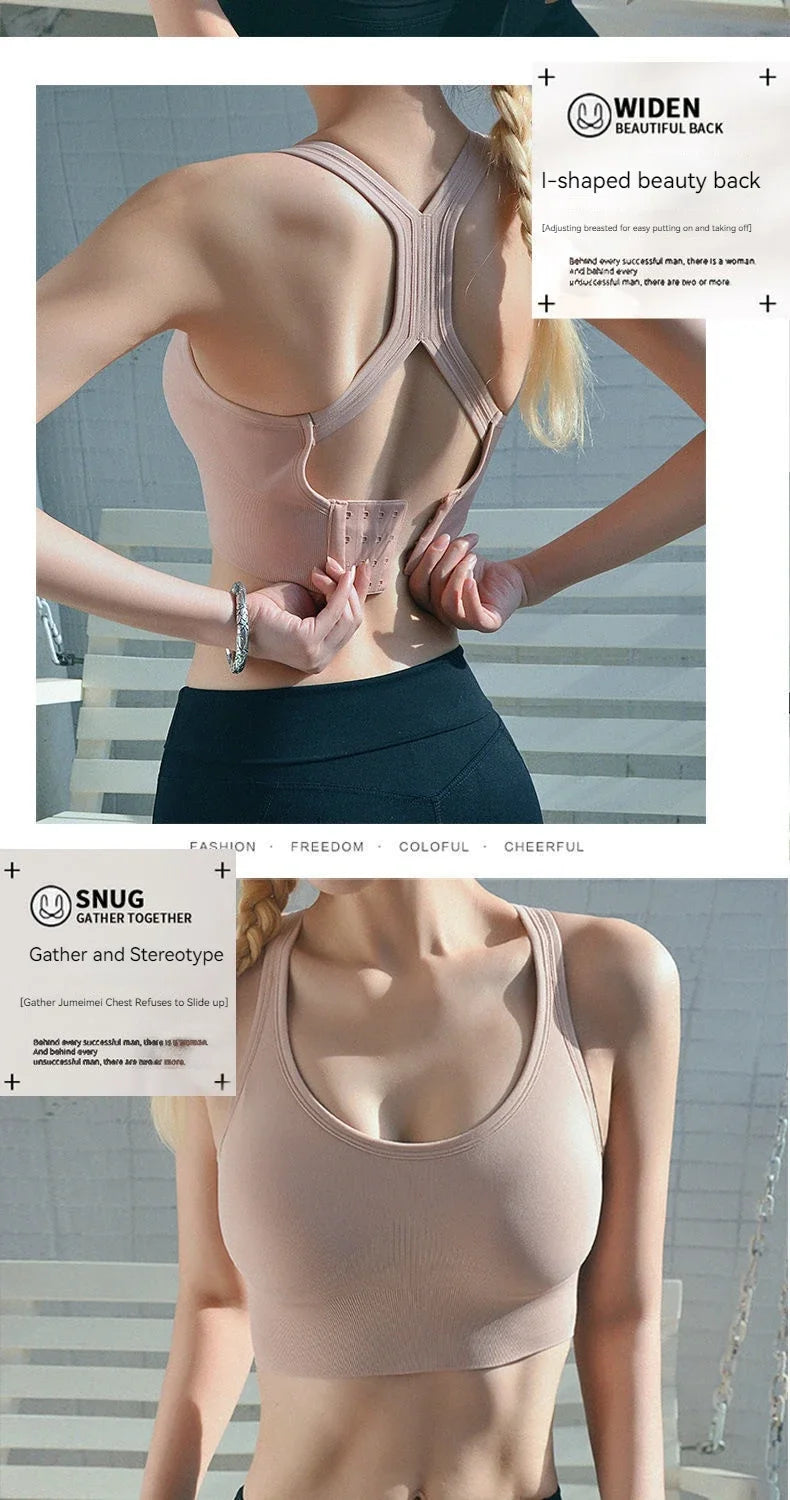 New Women Four Season No Steel Ring Gathering Bra Fashionable U-neck Sports Seamless Shock-absorbing Anti Glare Women Underwear