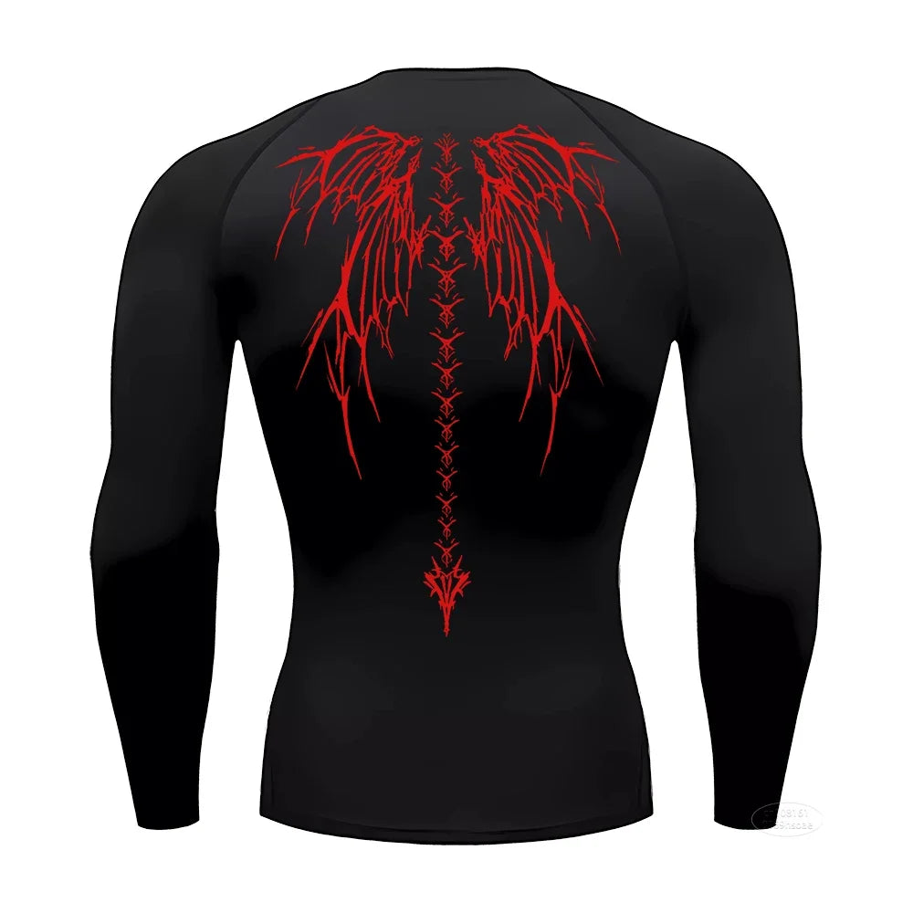 Alternative Print Running Compression T-Shirt Men's Quick-Drying Fitness Sportswear Gym Sports Long Sleeve Breathable Top S-3XL