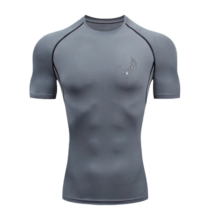 Wing Pattern 2026 Men's Sports T-shirt Training Fitness Compression Workout T-Shirt Quick Dry Short Sleeve T-Shirt For Men