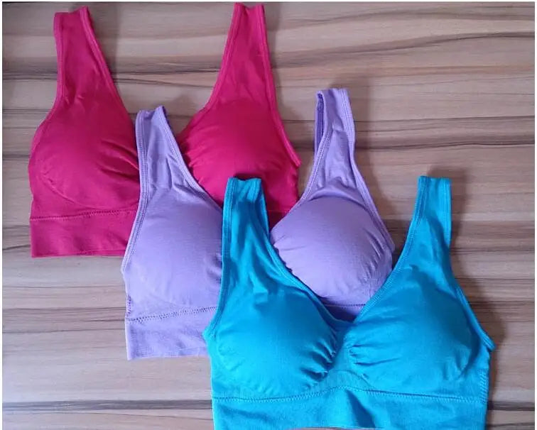 3pcs/Set Seamless Push up Yoga Running Bra Wireless Fitness Sports Bra plus Size S-5XL Women Removable Pad Underwear