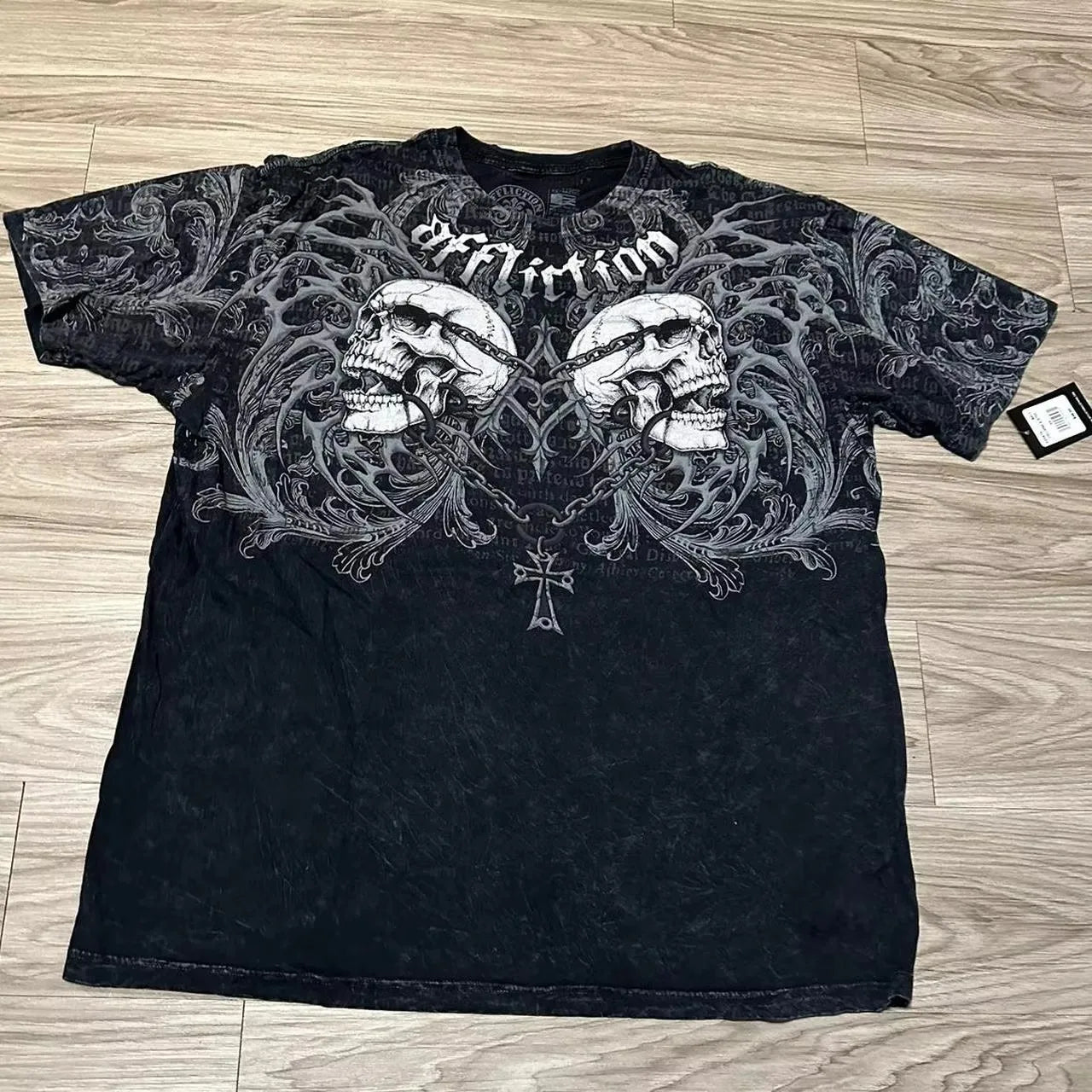 Affliction Out Of Print Short Sleeves Woman Hip Hop Black T Shirt Couple Y2K High Street Pure Cotton Tops Aesthetic Clothes