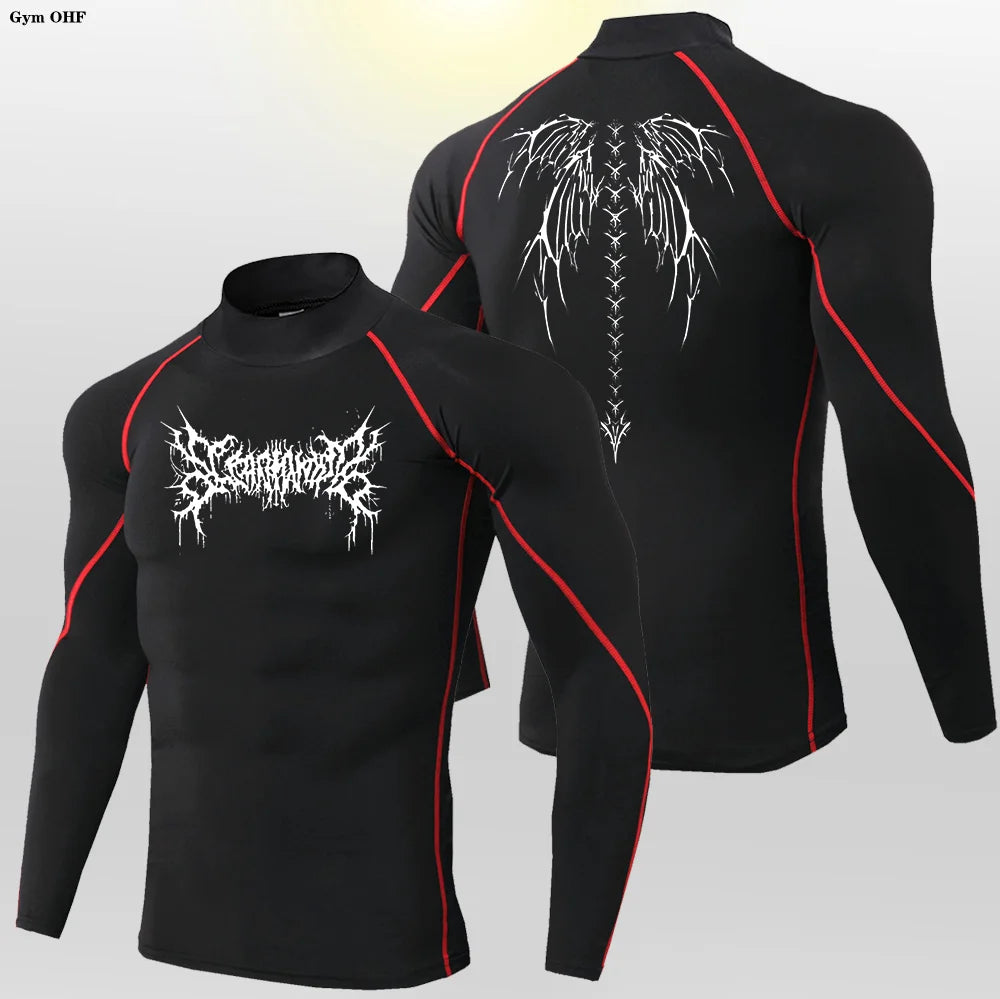 Y2K Men's Workout Compression Shirt Turtleneck Long Sleeve Hight Neck Rash Guard Gym Base Layer Athletic Gear Sports Shirts Men