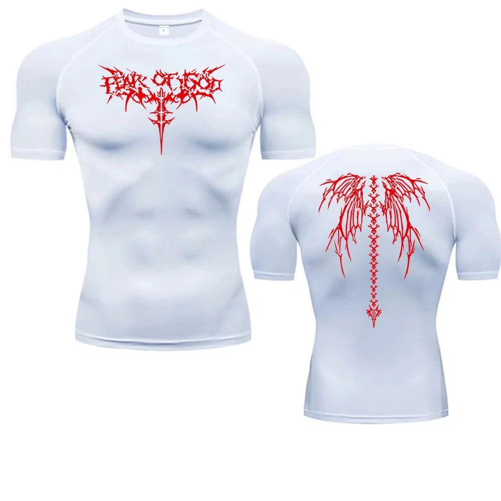 Y2K Compression Shirt Men Fitness Gym Skeleton Sport Running T-Shirt Rashgard Tops Tee Quick Dry   T-Shirt For Men 916