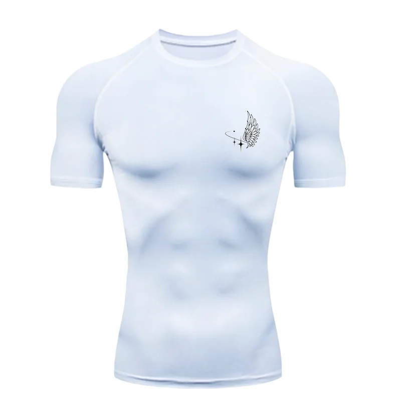 Wing Pattern 2026 Men's Sports T-shirt Training Fitness Compression Workout T-Shirt Quick Dry Short Sleeve T-Shirt For Men