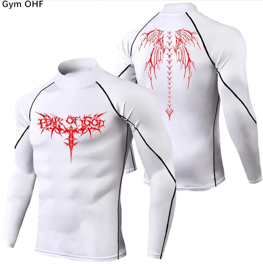 Y2K Men's Workout Compression Shirt Turtleneck Long Sleeve Hight Neck Rash Guard Gym Base Layer Athletic Gear Sports Shirts Men
