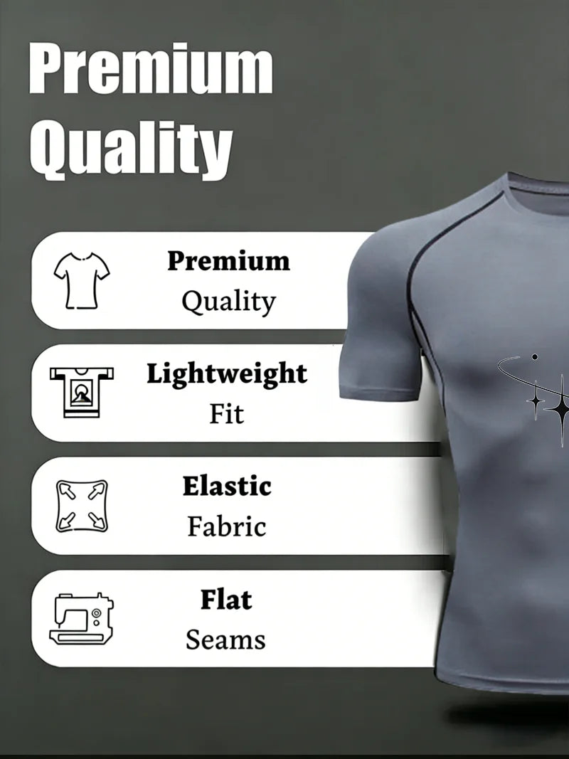 Wing Pattern 2026 Men's Sports T-shirt Training Fitness Compression Workout T-Shirt Quick Dry Short Sleeve T-Shirt For Men