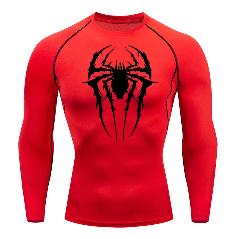 Spider Graphic Compression Shirts for Men Gym Workout Rash Guard Athletic Quick Dry Tshirts Tees Tops Undershirts Baselayers