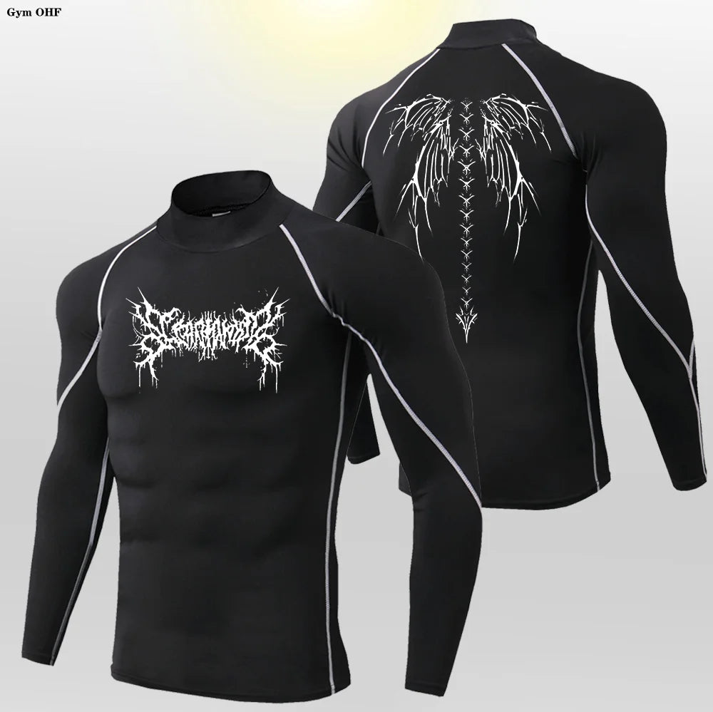 Y2K Men's Workout Compression Shirt Turtleneck Long Sleeve Hight Neck Rash Guard Gym Base Layer Athletic Gear Sports Shirts Men
