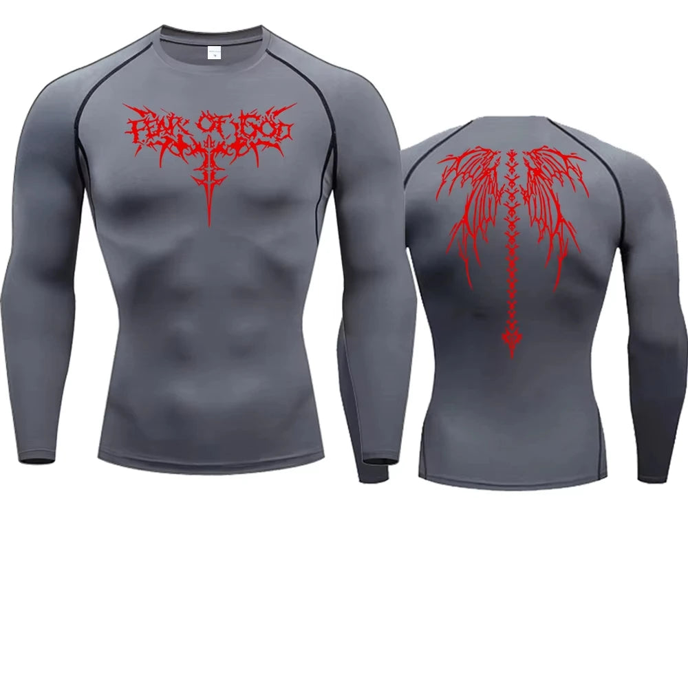 Y2K Compression Shirt Men Fitness Gym Skeleton Sport Running T-Shirt Rashgard Tops Tee Quick Dry   T-Shirt For Men 916