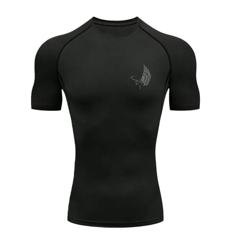 Wing Pattern 2026 Men's Sports T-shirt Training Fitness Compression Workout T-Shirt Quick Dry Short Sleeve T-Shirt For Men