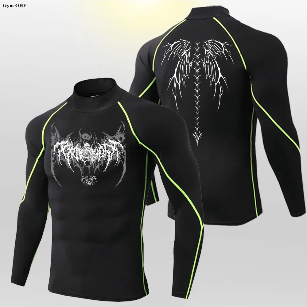 Y2K Men's Workout Compression Shirt Turtleneck Long Sleeve Hight Neck Rash Guard Gym Base Layer Athletic Gear Sports Shirts Men