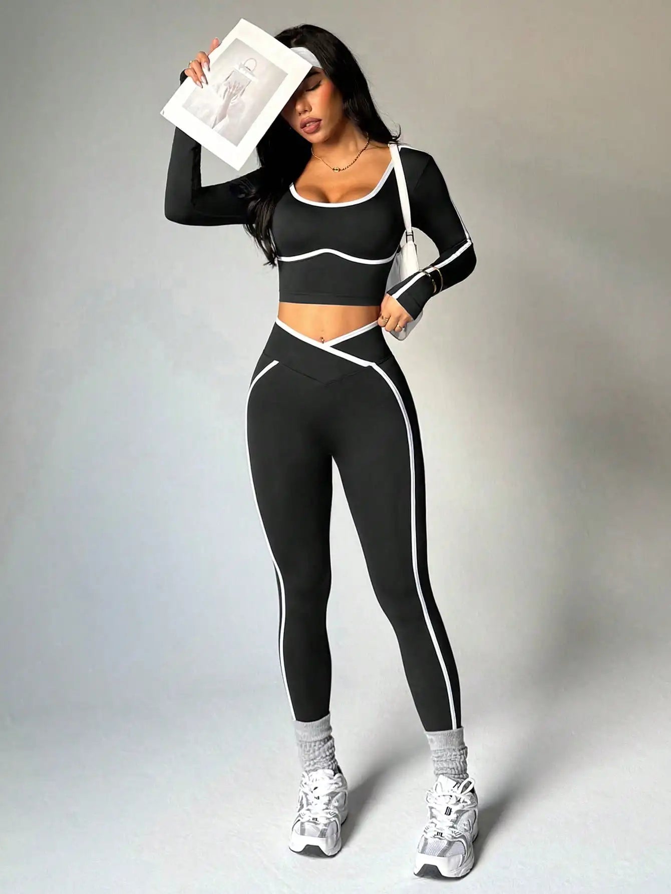 Women's Fall/Winter New Arrival Round Neck Long Sleeve Yoga Top Outdoor Sports Fitness Yoga Pants