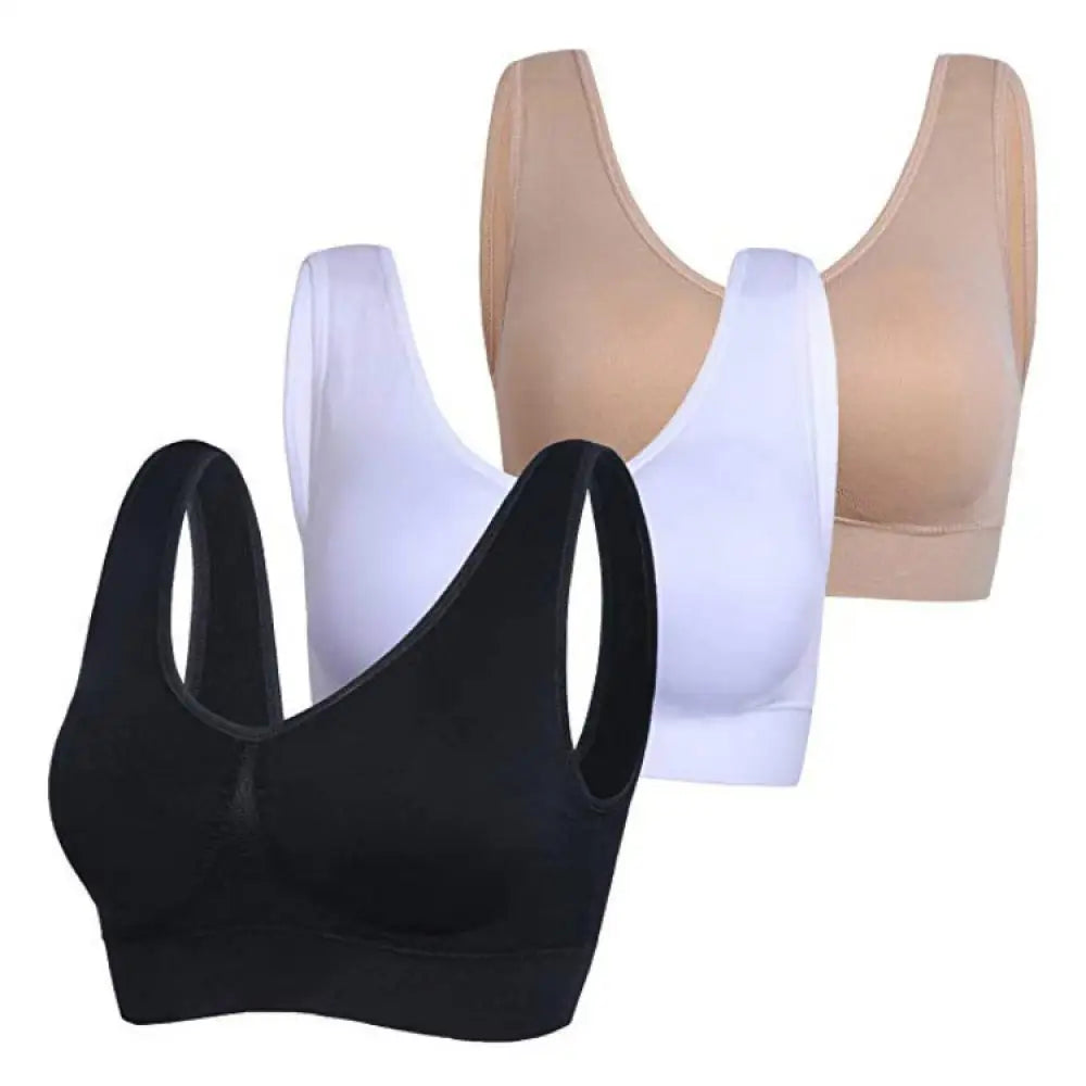 3pcs/Set Seamless Push up Yoga Running Bra Wireless Fitness Sports Bra plus Size S-5XL Women Removable Pad Underwear