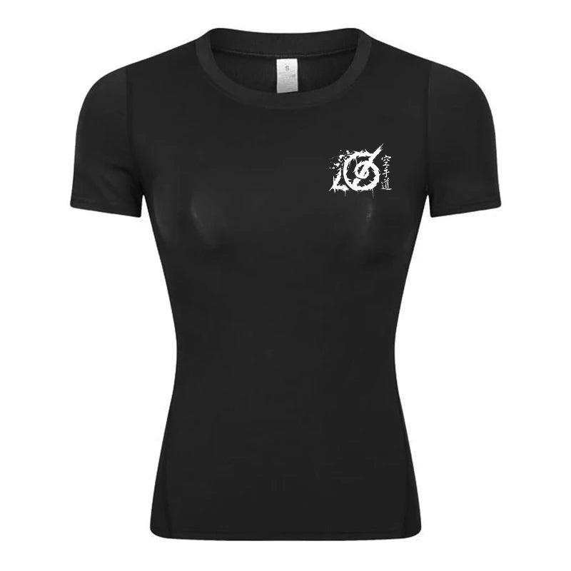Graphic Short Sleeve Compression Shirt for Women Athletic Yoga Running Tees Tshirts Summer Gym Workout Quick Dry Baselayers Tops