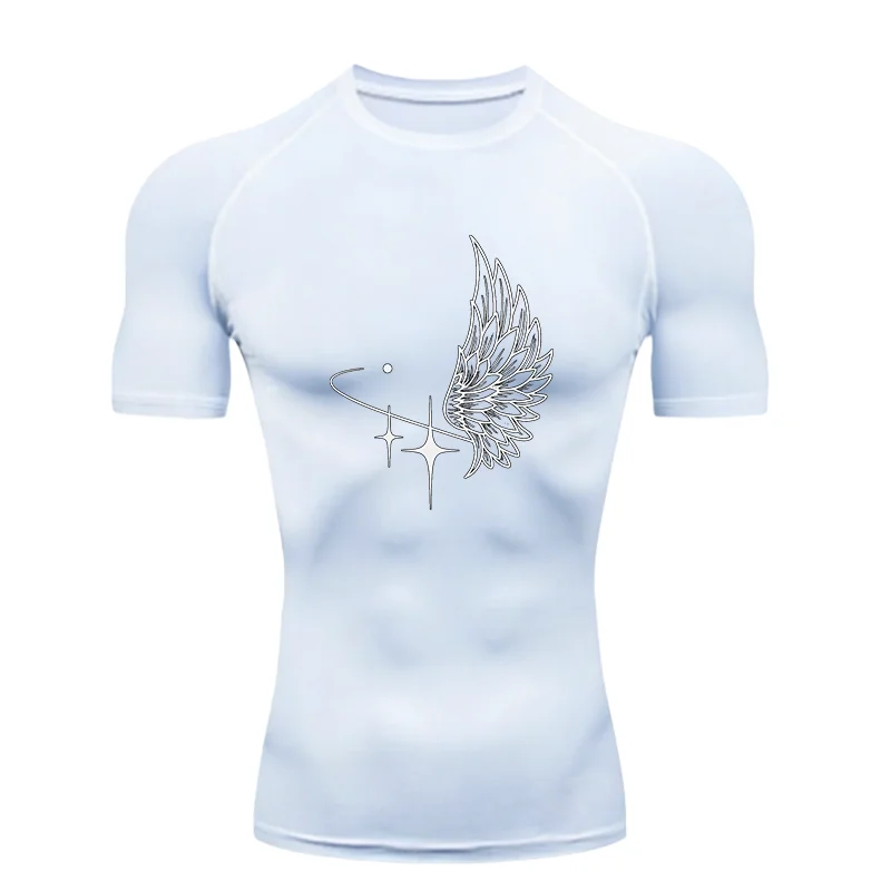 Wing Pattern 2026 Men's Sports T-shirt Training Fitness Compression Workout T-Shirt Quick Dry Short Sleeve T-Shirt For Men