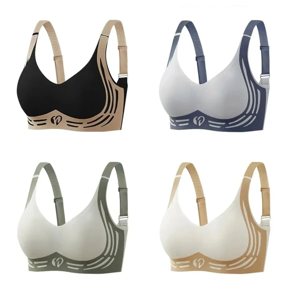 Soft Seamless Wireless Deep V Bra Shockproof Close-fitting Brassiere for Women Lingerie No Trace Push Up Underwear Running