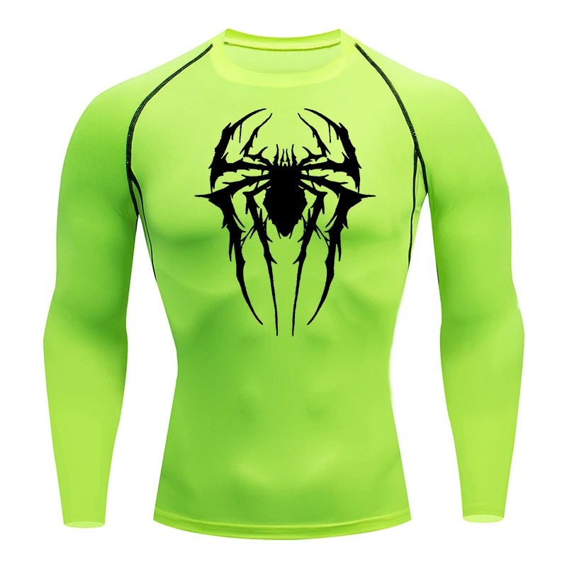 Spider Graphic Compression Shirts for Men Gym Workout Rash Guard Athletic Quick Dry Tshirts Tees Tops Undershirts Baselayers