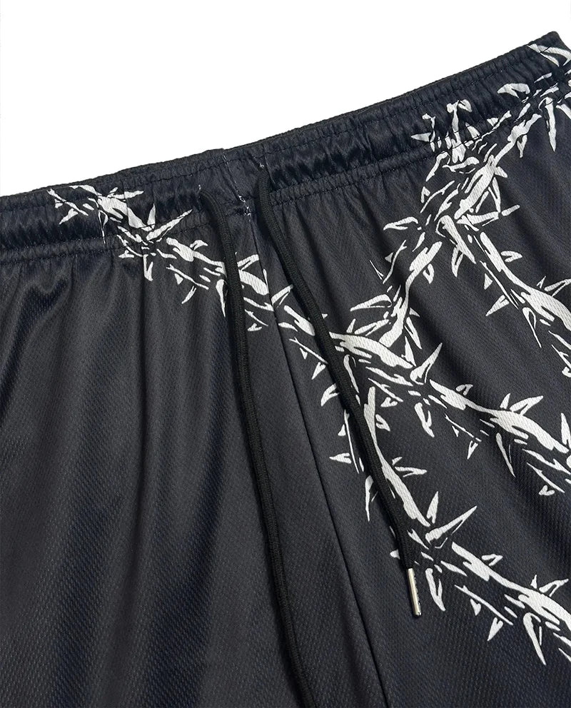 Y2K Christian Angel Cross Print Gym Shorts for Men Active Track Shorts with Pockets Athletic Workout Training Running Jogging