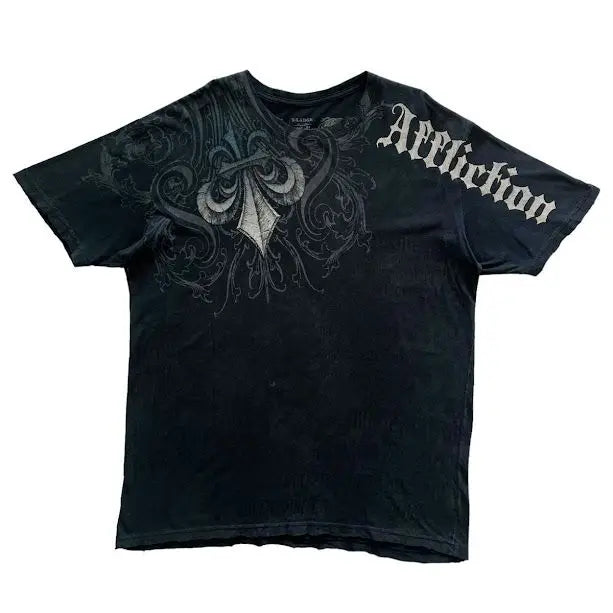Affliction Out Of Print Short Sleeves Woman Hip Hop Black T Shirt Couple Y2K High Street Pure Cotton Tops Aesthetic Clothes