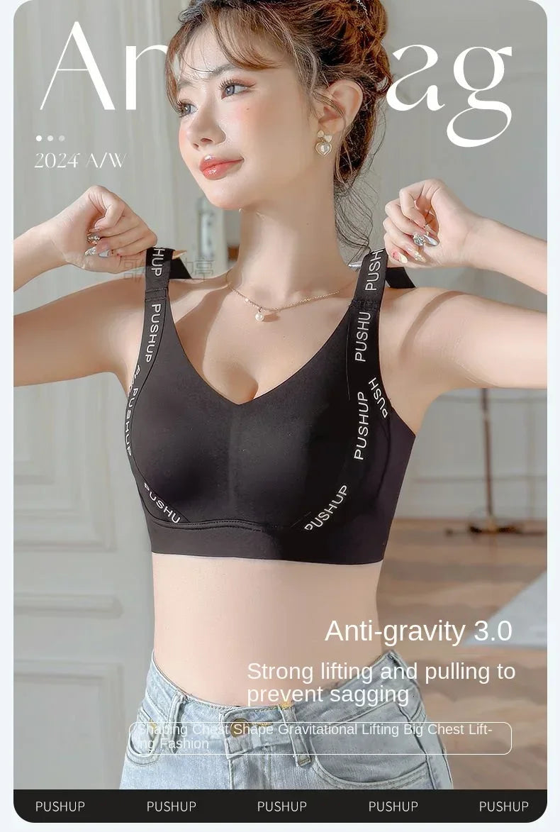 MOYISU JPN UK Full Cup Big Bra with Small Bra Women's Summer Thin Collection Breast Anti-sag Plus Size Seamless Sports Bra M-3XL