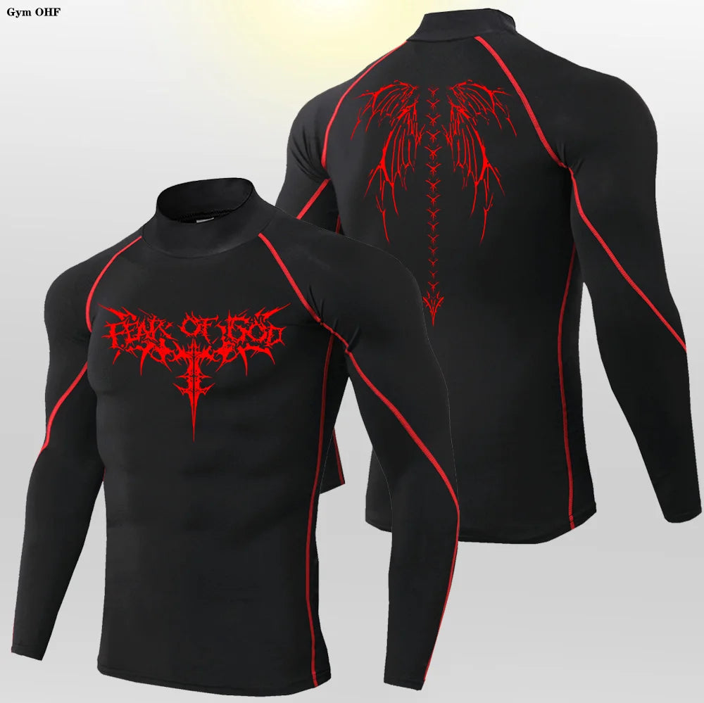 Y2K Men's Workout Compression Shirt Turtleneck Long Sleeve Hight Neck Rash Guard Gym Base Layer Athletic Gear Sports Shirts Men