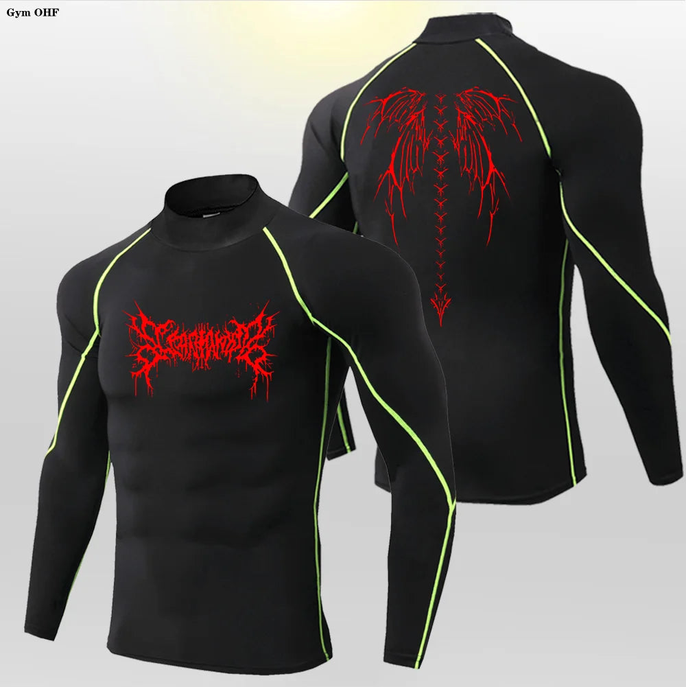 Y2K Men's Workout Compression Shirt Turtleneck Long Sleeve Hight Neck Rash Guard Gym Base Layer Athletic Gear Sports Shirts Men