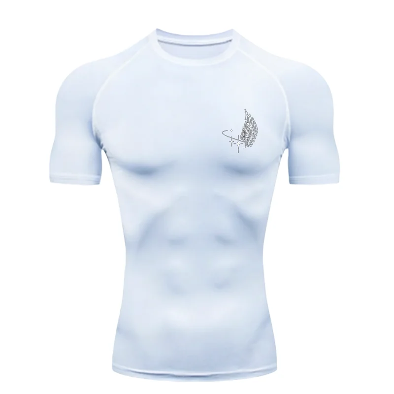 Wing Pattern 2026 Men's Sports T-shirt Training Fitness Compression Workout T-Shirt Quick Dry Short Sleeve T-Shirt For Men