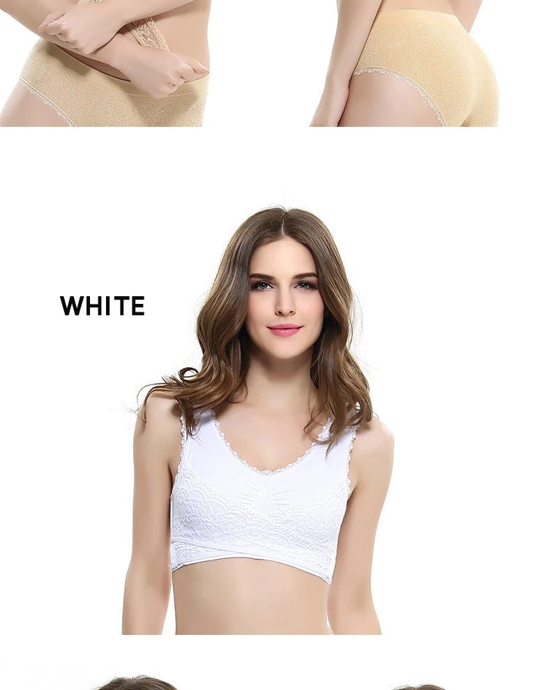 S-4XL Cross Side Buckle Sports Bra Sexy Lace Womens Underwear Thin No Rims Together Brassiere Seamless Shock-proof yoga Bralette