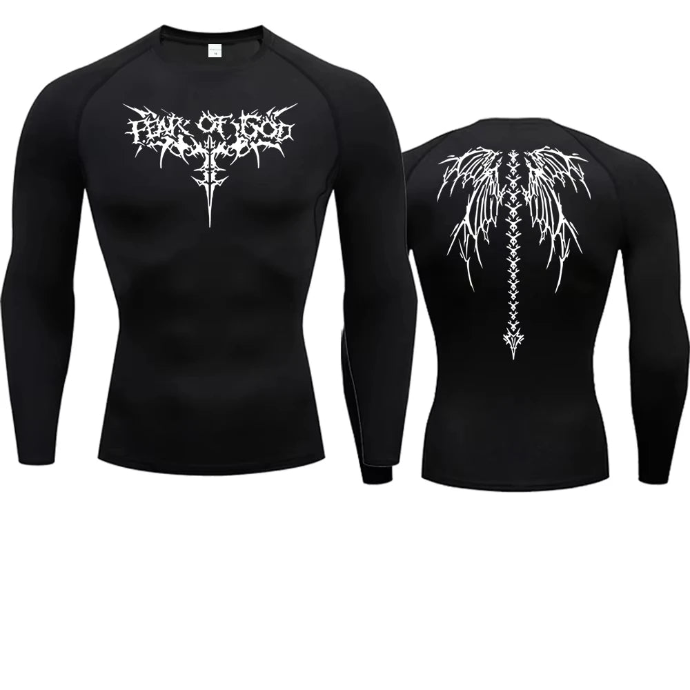 Y2K Compression Shirt Men Fitness Gym Skeleton Sport Running T-Shirt Rashgard Tops Tee Quick Dry   T-Shirt For Men 916