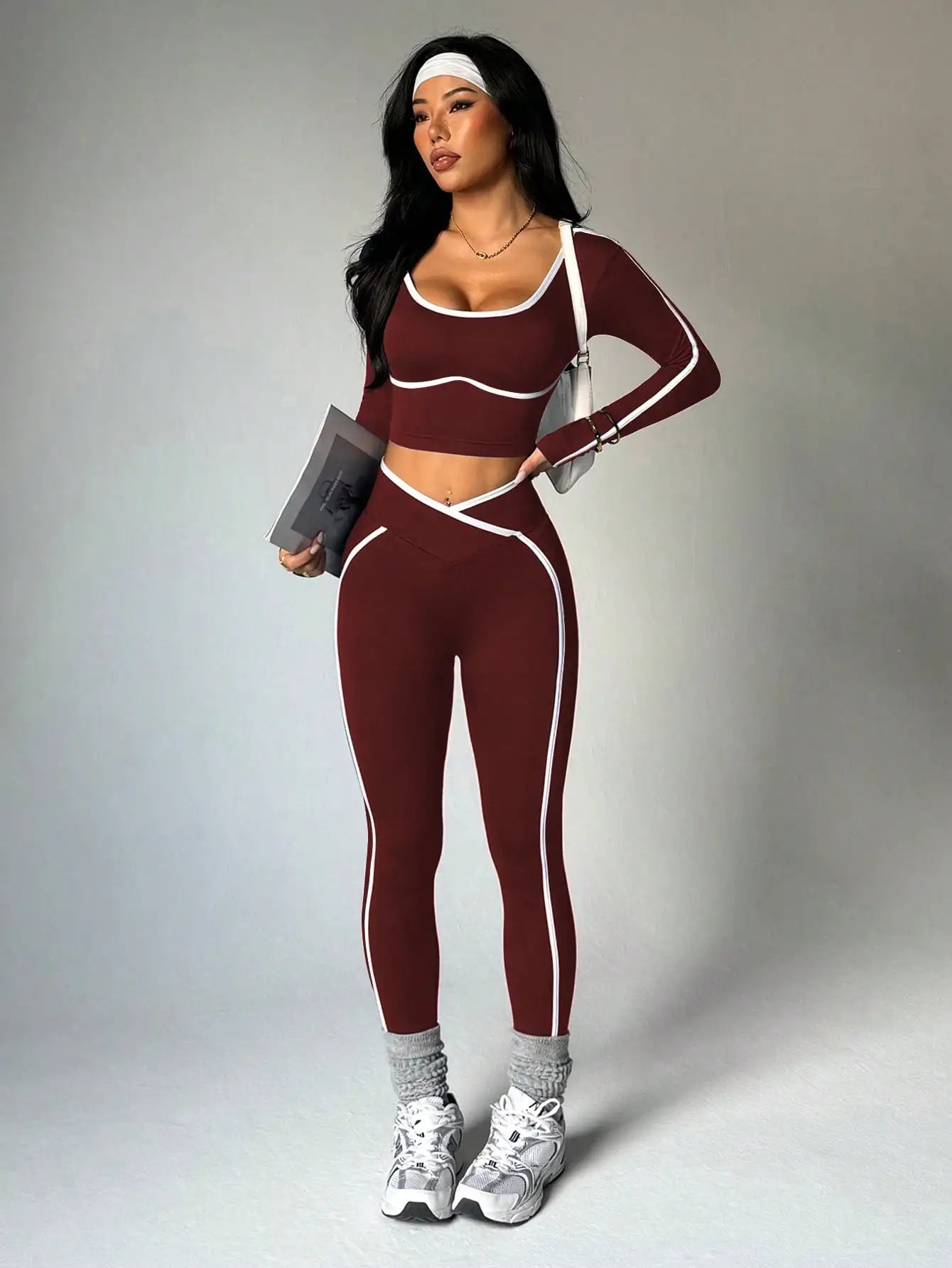 Women's Fall/Winter New Arrival Round Neck Long Sleeve Yoga Top Outdoor Sports Fitness Yoga Pants