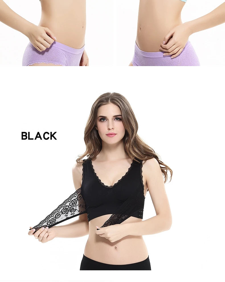 S-4XL Cross Side Buckle Sports Bra Sexy Lace Womens Underwear Thin No Rims Together Brassiere Seamless Shock-proof yoga Bralette